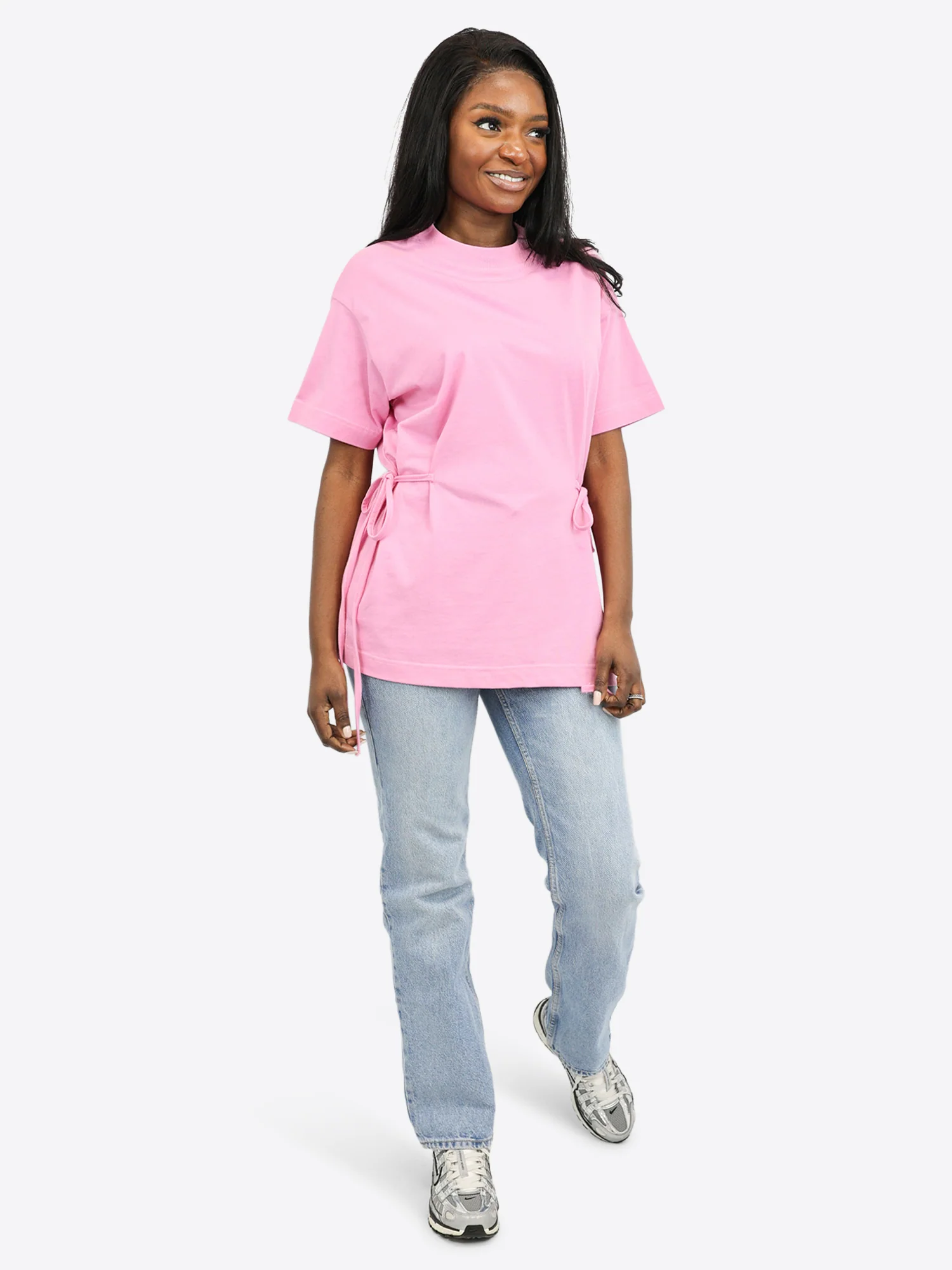 T-Shirt mit Schleifen-Bindung – Bubble pink - Image 3