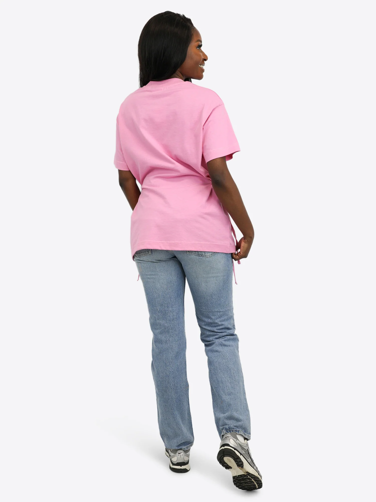 T-Shirt mit Schleifen-Bindung – Bubble pink - Image 5