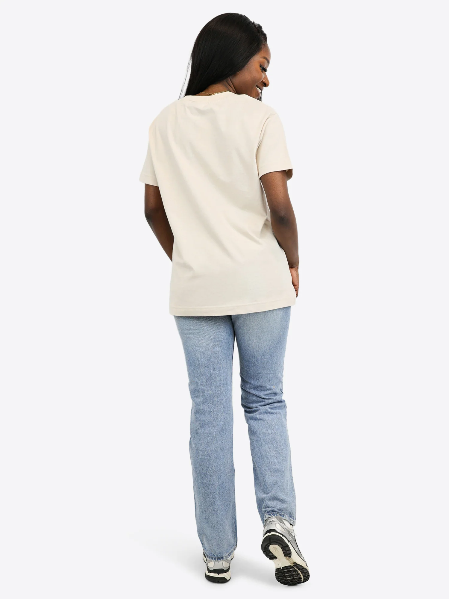 V-Ausschnitt T-Shirt – Beige - Image 3