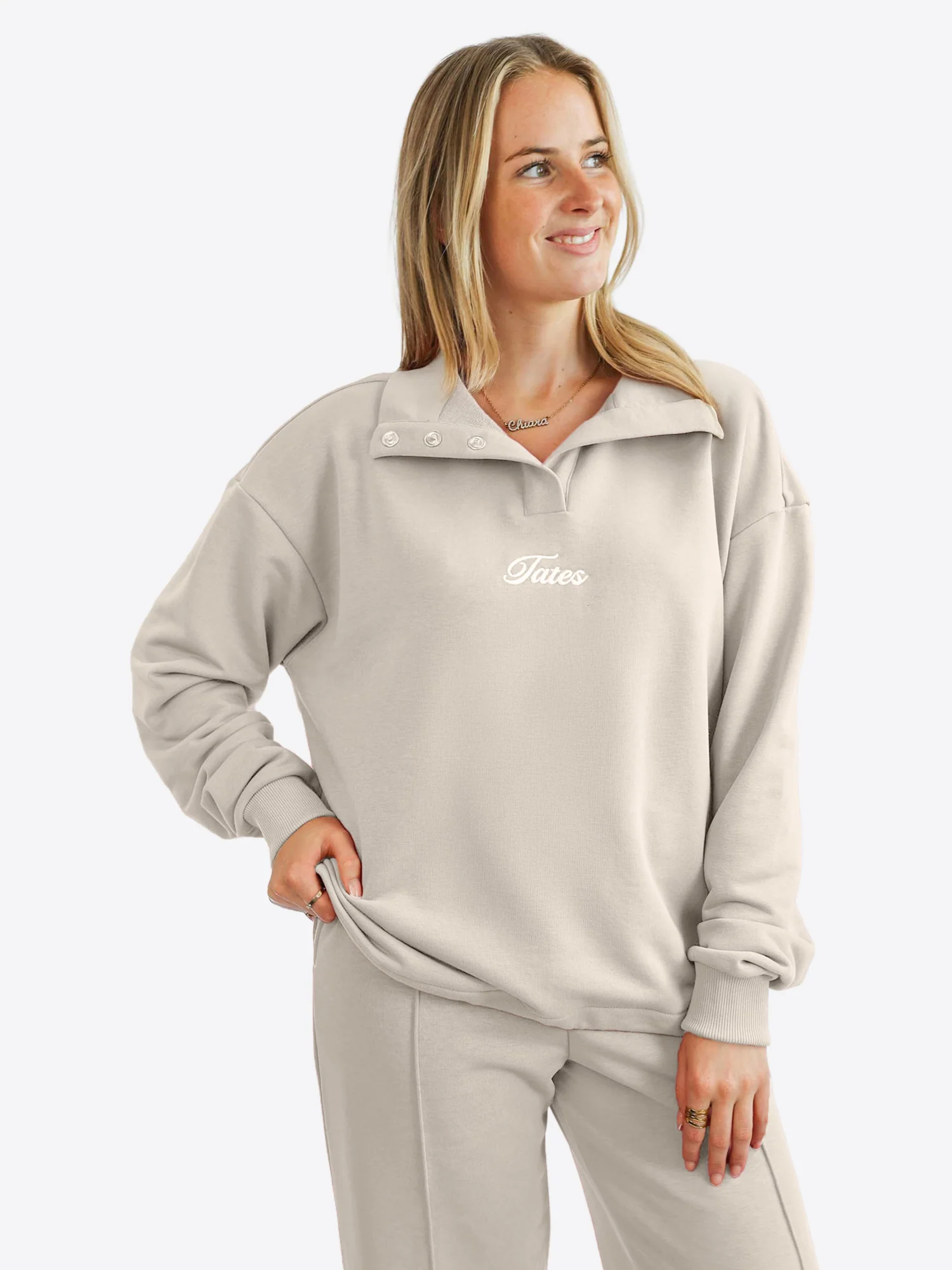 Verstellbarer Light Crop Sweater – Beige