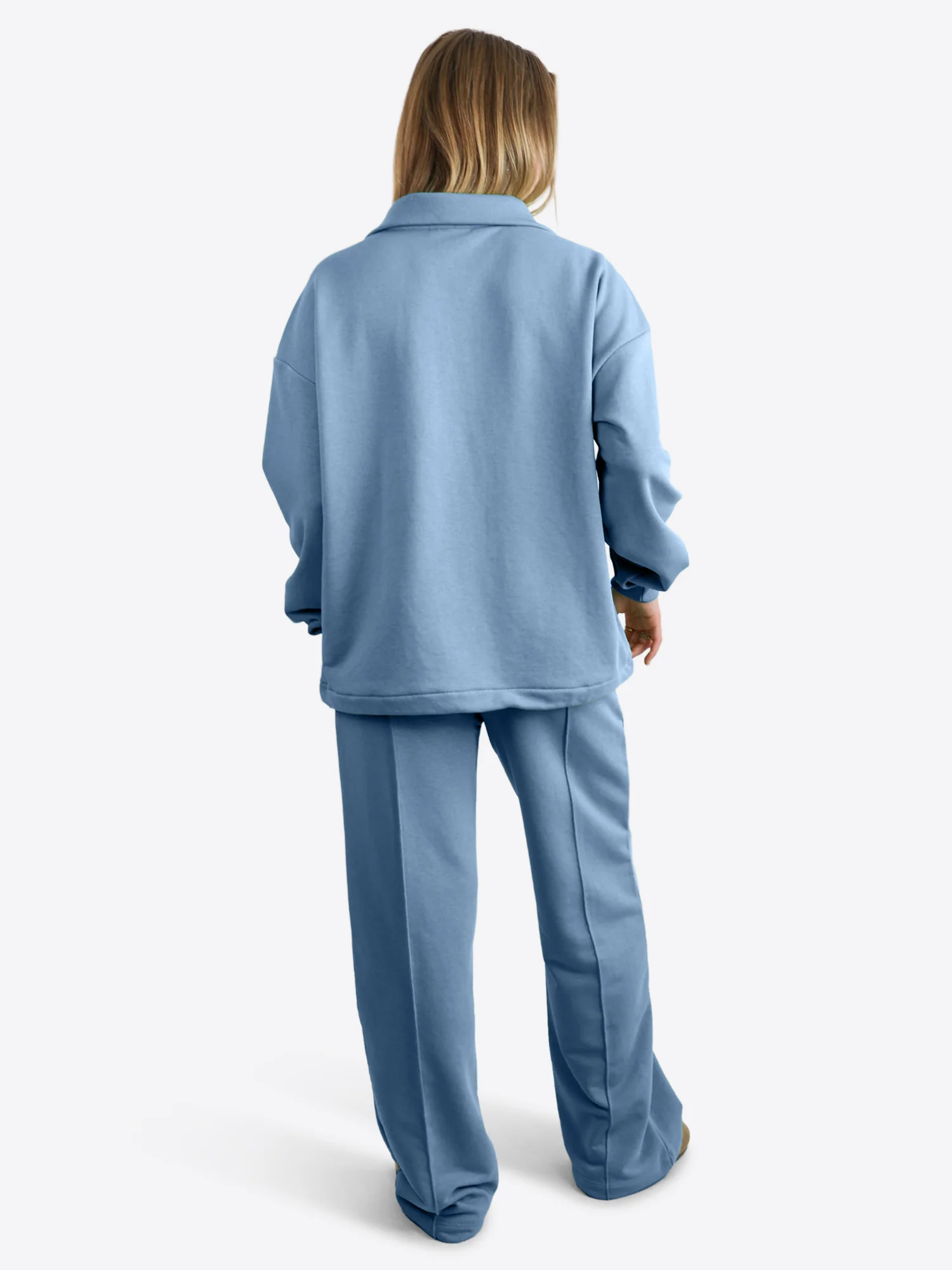 Verstellbarer Light Crop Sweater – Dusty Blue - Image 3